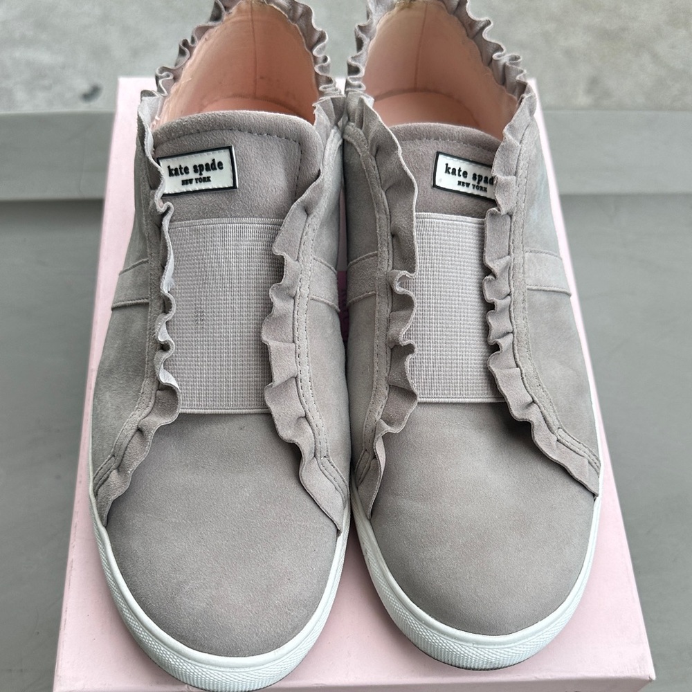 Kate Spade Women's Ruffle Slip-On Sneakers in Light Gray